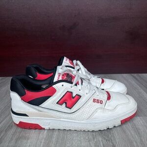 New Balance 550 White and Red Athletic Shoes Size 11.5 D